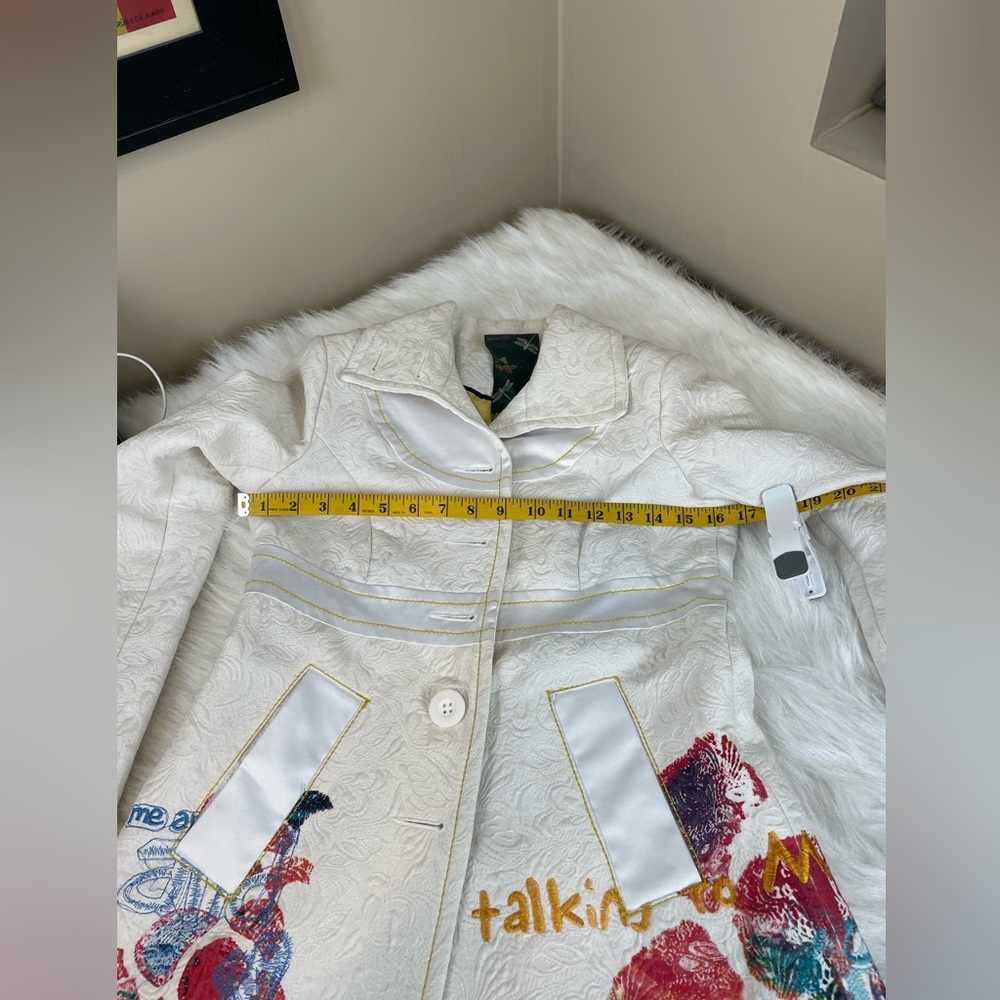 Desigual Embroidered trench coat with Colorful Graphic Design small - Picture 6 of 16